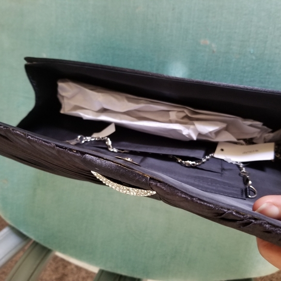 NWOT Black Clutch with Jeweled Details - Picture 2 of 2